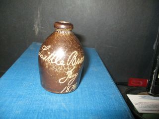Vintage Antique Stoneware Mini Little Brown Jug E134 Pl