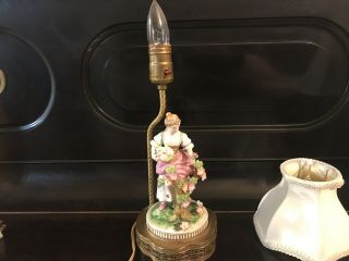 Antique German Art Deco Porcelain Figurine Lamp With Metal 2