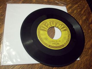 Vintage Johnny Cash 45 Record.  Sun.  I Walk The Line And Get Rhythm 241