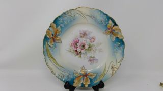 S&t Rs Germany Porcelain Cabinet Plate Floral Design 9 1/8 " Dia