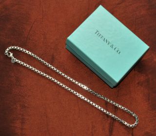 925 Sterling Silver Tiffany & Co.  Venetian 18 " Box Link Necklace Vintage