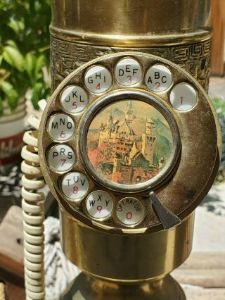 Rare Vintage brass floor model rotary dial phone collectible/ Chelsea ship bell 2