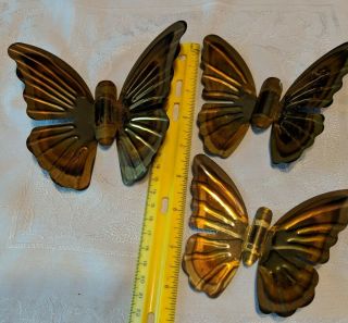 Home Interiors Homco Brass Butterfly Wall Plaques - Set of Three 2