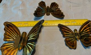 Home Interiors Homco Brass Butterfly Wall Plaques - Set of Three 3