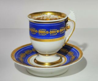 19th c Antique Old Paris Porcelain Cup & Saucer 2