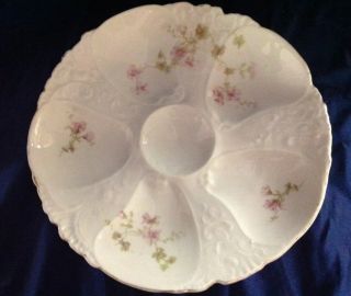 Antique Oyster Plate Limoges Floral French 1880 Ruffle Raised Edge Haviland