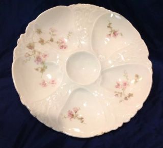 ANTIQUE OYSTER PLATE LIMOGES FLORAL FRENCH 1880 RUFFLE RAISED EDGE HAVILAND 2