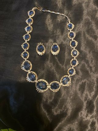 Vintage Crown Trifari Demi Parure Necklace & Earring Set