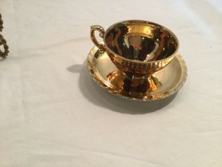Vintage Porcelain Tea Cup And Saucer Set All Gold 55/881 Unique