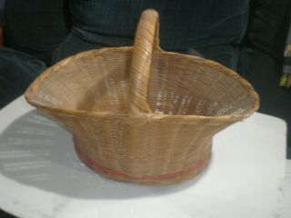 Large Vintage Woven Wicker Easter Basket With Handle
