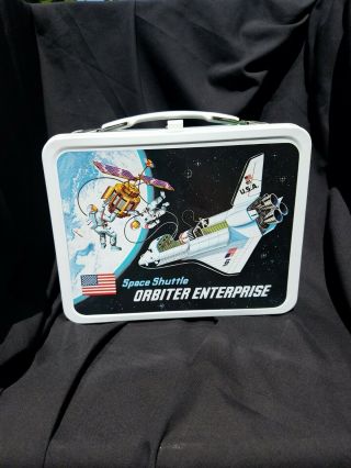 Vintage 1977 Space Shuttle Orbiter Enterprise Metal Lunch Box With Thermos C - 10
