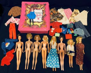 Vintage 1960’s Barbie Dolls With Case,  Clothes,  And Accessories