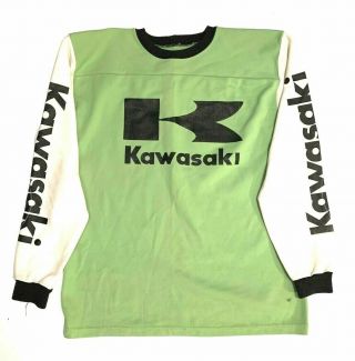 Vintage Motocross Kawasaki Long Sleeve Jersey Size L Rare