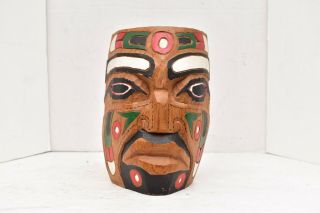 Vintage Northwest Coast Carved & Painted Native Carved Wood Mask Spirit