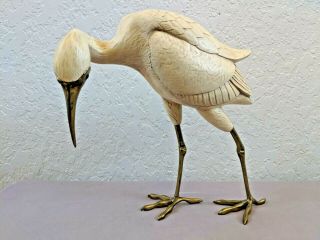 Vintage Signed Elli Malevolti Italy Crane Bird Figure 1950 