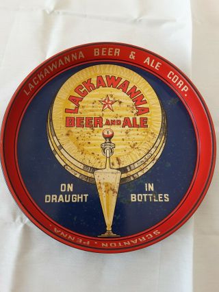 Vtg Unique Beer Tray Breweriana Lackawanna Beer Ale Scranton Pa 30s 40s Rare Euc