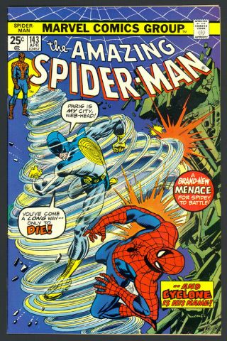 Spider - Man 143 - 1st App Of Cyclone - Marvel Comics (1975) Vf/nm