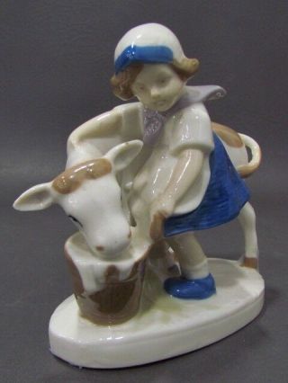 Rare Grafenthal Carl Schneiders Erben Germany Girl Cow Milk Porcelain 1859 Mark