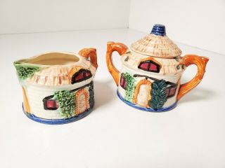 Vintage Cottage Ware Sugar And Creamer Set Made In Japan Good Pre - Owned Cond