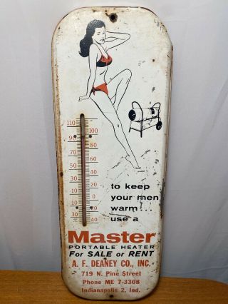 Vintage Master Portable Heater Advertising Thermometer Indianapolis Indiana