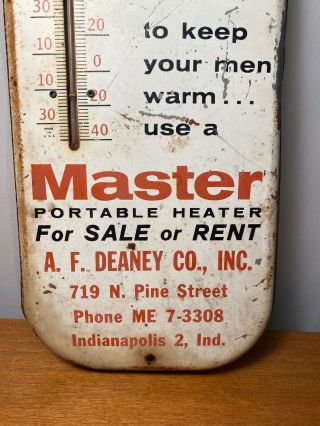 Vintage Master Portable Heater Advertising Thermometer Indianapolis Indiana 2