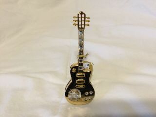 Swarovski Crystal Element Studded Electric Guitar Figurine 24k Gold Plated