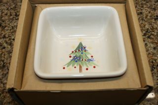 Longaberger Pottery Holiday All The Trimmings Square Candy Dish / Bowl Nib 31812