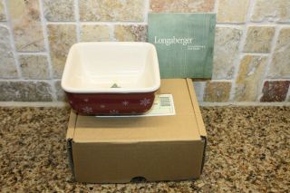 Longaberger Pottery Holiday All the Trimmings square Candy Dish / Bowl NIB 31812 2