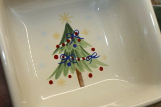 Longaberger Pottery Holiday All the Trimmings square Candy Dish / Bowl NIB 31812 3