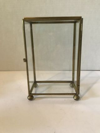 Vintage 6”x4”x 2 1/2” Footed Glass & Brass Display Case/ Trinket Box
