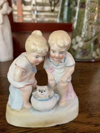 Heubach Victorian Bisque Porcelain German Potty Babies 4 " Chamber Pot Figurine