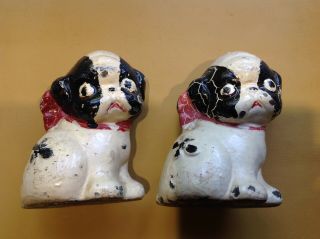 Rare Hubley Cast Iron Sister Dog Paperweights Pair