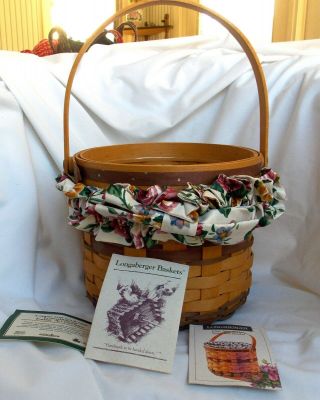 Longaberger Sweet Pea Round Basket Combo 1996 Protector Garter & Leaflet
