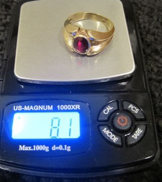 Vintage 10k Yellow Gold Dason Mens Ring W/ Red Garnet Oval Stone 8.  1 Grams Sz 10