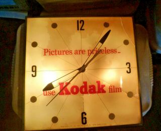 Rare Vintage Kodak Film Pam Double Bubble Lighted Clock - Great