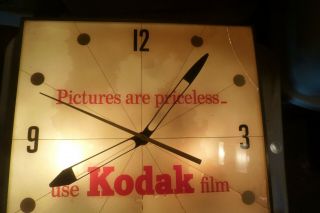 Rare Vintage KODAK FILM Pam Double Bubble Lighted Clock - Great 3