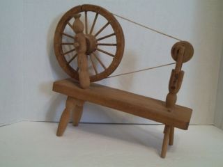 Vintage Hand Made Early American Decor Wood Spinning Wheel Figurine 12 " X 12 "