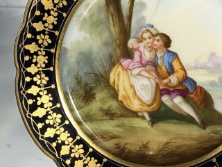 Pair 19th Century French Porcelain Cabinet Plates Sevres Style Antique
