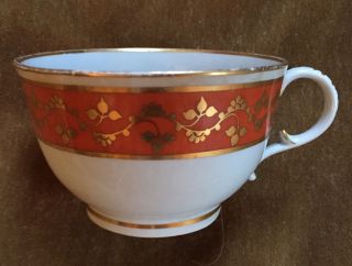 Antique 18th C.  Worcester Flight Barr Porcelain Tea Coffee Cup Red Gold White