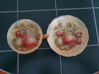 Hammersley Bone China Cup And Saucer Hand Painted Fruit Signed D Millington