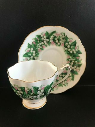 Queen Anne Lily Of The Valley Tea Cup And Saucer Gold Gild Vintage Cup Saucer