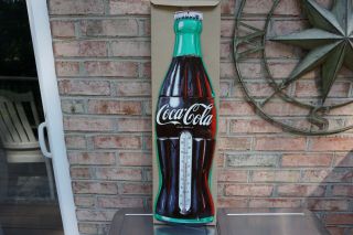 Vintage Coca Cola Bottle Thermometer,  Large Size 29” X 8 1/2” Nos