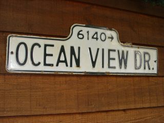 6140 Ocean View Dr; Rare Large Porcelain Vintage Oakland California Street Sign
