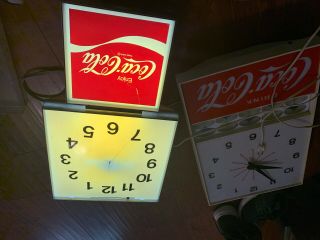 2 Vintage Coca Cola Clock Signs Electric 2
