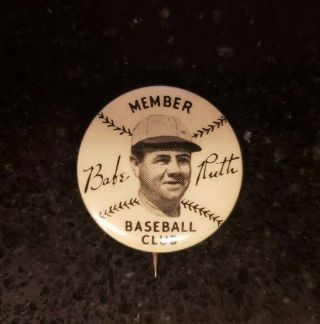 Rare And Vintage - 1934 Babe Ruth Baseball Club Member Pin