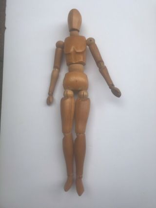 Artist Model Figure Jointed Articulated Carved Wood Mannequin Art 16 " Vintagey