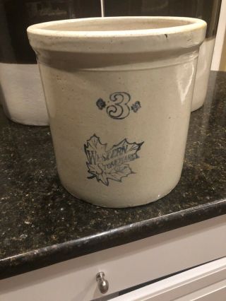 Antique Vintage 3 Gallon Western Stoneware Crock