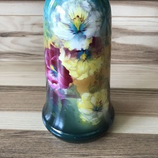 Royal Bonn,  Franz Mehlem Hand Painted German Vase 1884 - 1920 Flowers Yellow Teal 2