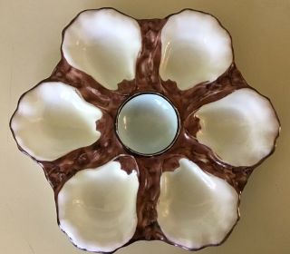 Antique Porcelain 9”Oyster Plates Matched Set Of Two Numbered Hand Painted 2