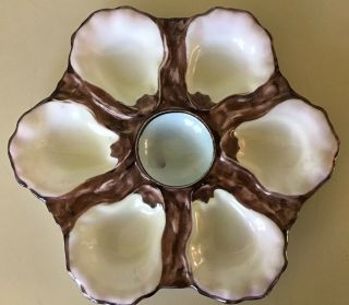 Antique Porcelain 9”Oyster Plates Matched Set Of Two Numbered Hand Painted 3